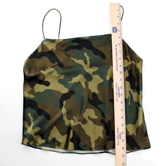 Alice + Olivia Harmon Top Camo Cami Drape Slip Tank Cowl Neck Camisole Green S - Picture 9 of 14